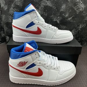 Nike Air Jordan 1 Mid "White Red Royal Blue"