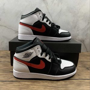 Nike Air Jordan 1 Mid GS Black White Red