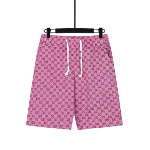Pantalón corto rosa con logo Gucci