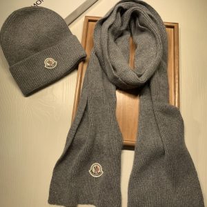Set Moncler bufanda gorro gris