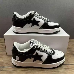A BATHING APE BAPE STA PATENT LEATHER Negro/Blanco