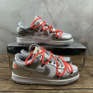 Off White Nike Dunk Low Lthr Silver White