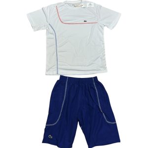 Conjunto corto Lacoste blanco azul talla M (ENVÍO 72 HORAS)