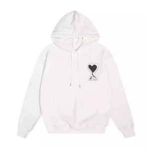 Sudadera con capucha Ami Paris blanca logo negro