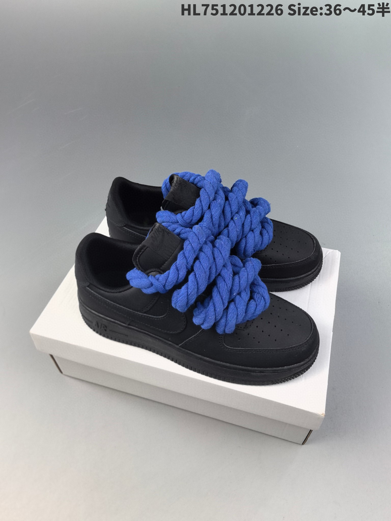 Nike Air Force 1 cordones extragruesos negro azul - Imagen 2
