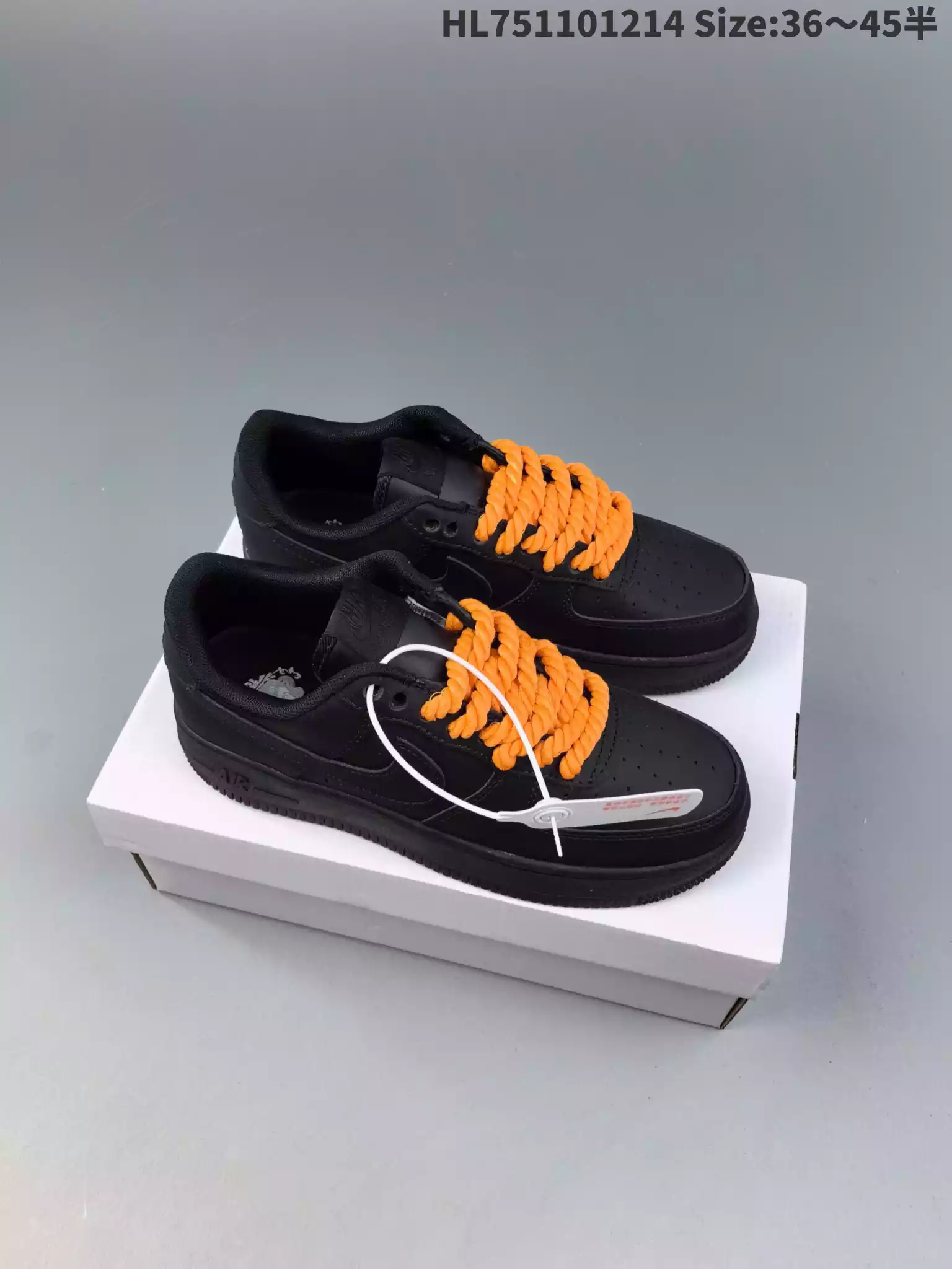 Nike Air Force 1 cordones gruesos negro naranja - Imagen 2