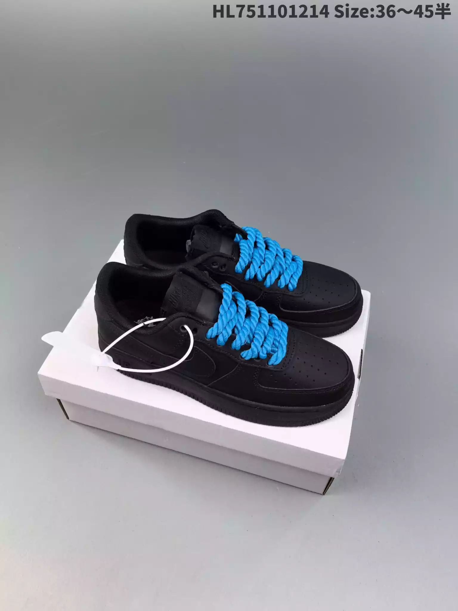 Nike Air Force 1 cordones gruesos negro azul - Imagen 2