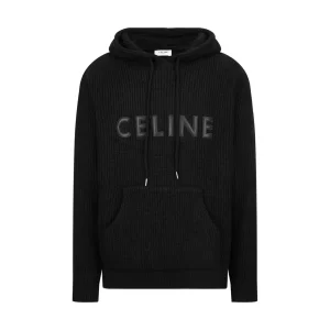 Suéter con capucha Celine negro logo negro