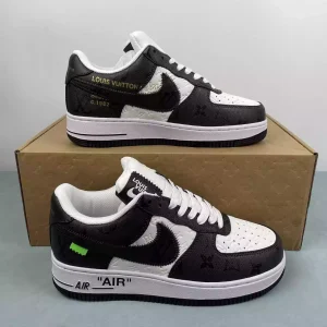 Louis Vuitton x Nike Air Force 1 Low Black Swoosh with white