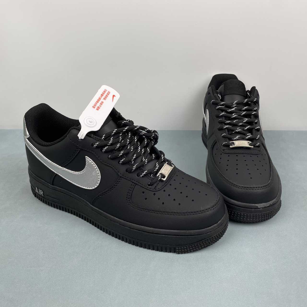 Nike Air Force 1 Low Black Silver Luxe - Imagen 2