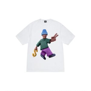 Camiseta Stussy Blanca- Peace Logo